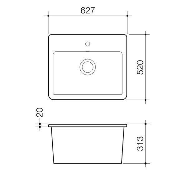 Caroma Cubus Laundry Vanity Basin 627mm - Burdens Plumbing