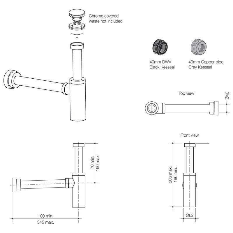 Caroma Eco Noir Bottle Trap Black - Burdens Plumbing
