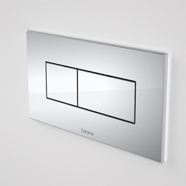 Caroma Invisi II Metal Rectang Dual Flush Plate & Buttons Chrome - Burdens Plumbing