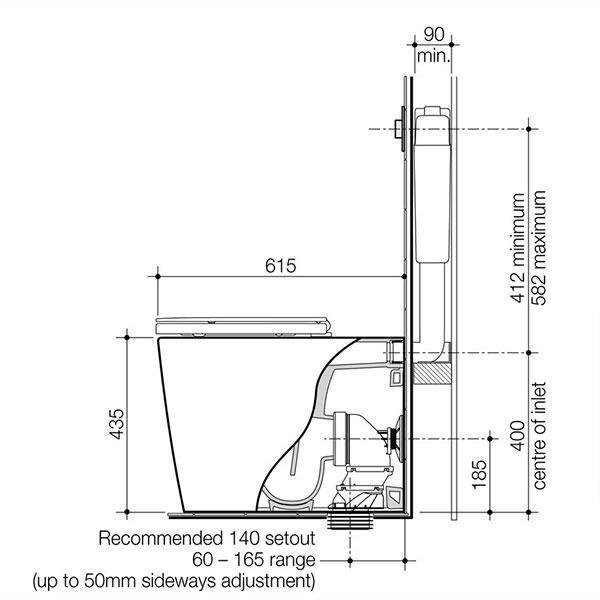 Caroma Liano Cleanflush Easy Height Wall Faced Invisi Series II Toilet Suite - Burdens Plumbing