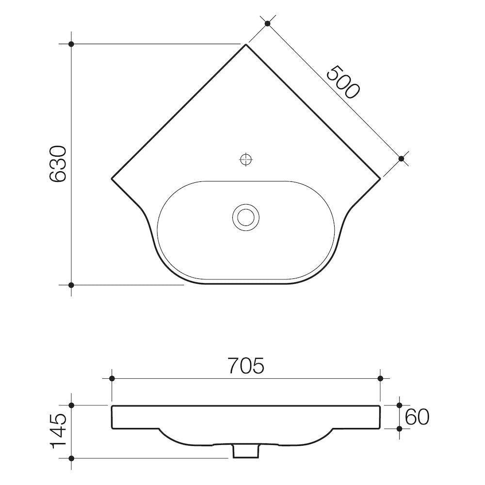 Caroma Opal Sole Corner Wall Basin - Burdens Plumbing
