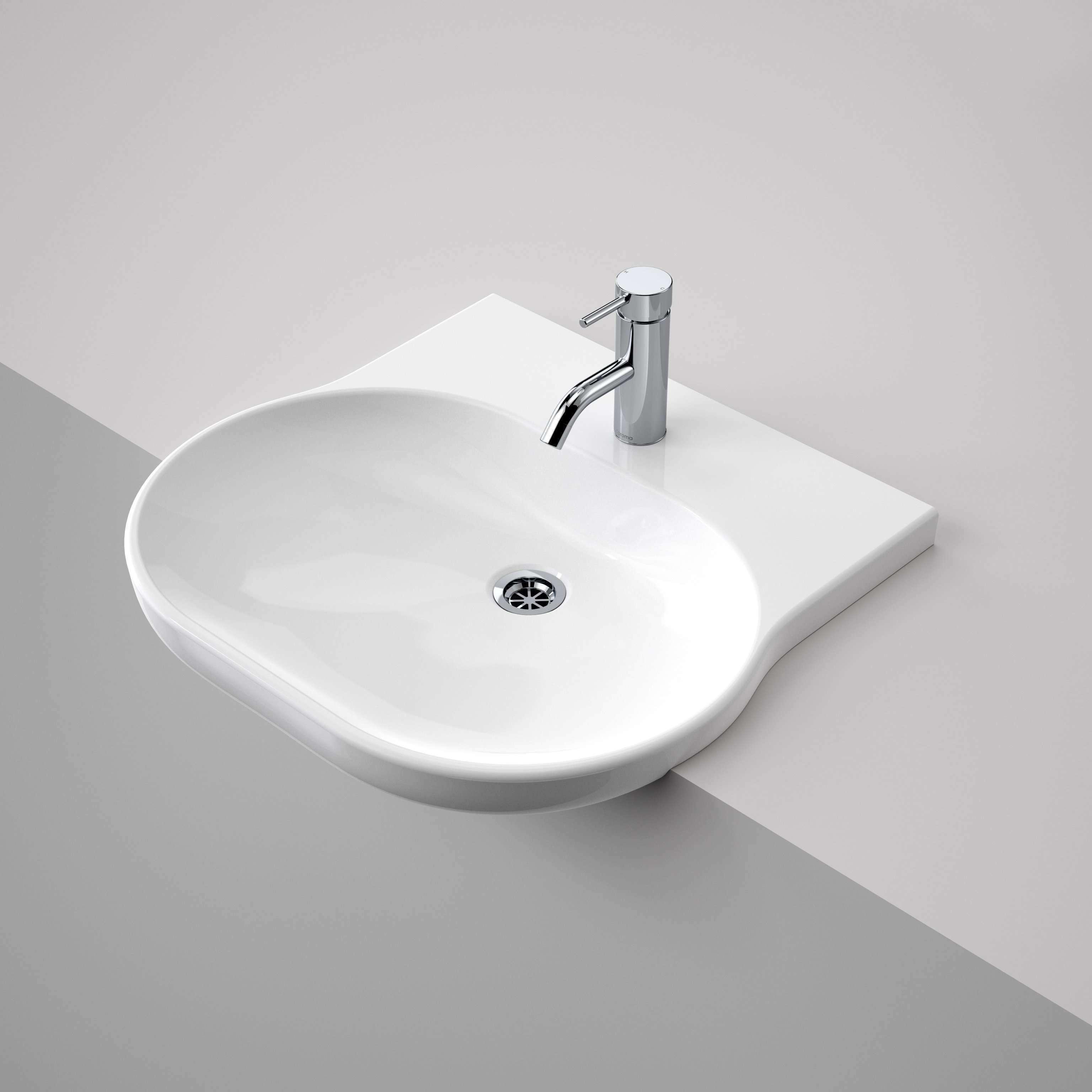 Caroma Opal Sole Semi Recessed Basin White 1 Tap Hole - Burdens Plumbing