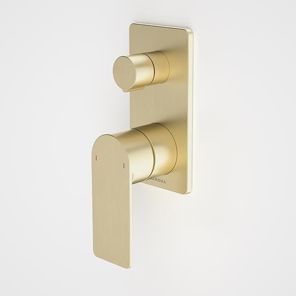Caroma Urbane II Bath/Shower Mixer With Diverter Rectangle Brushed Brass - Burdens Plumbing