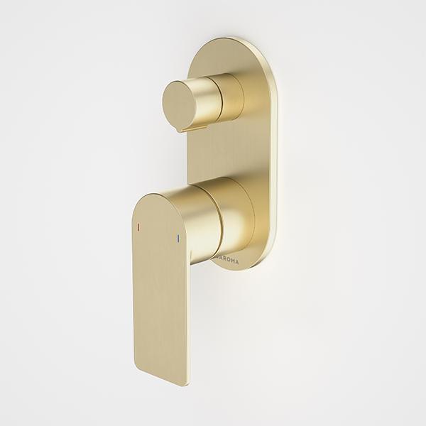 Caroma Urbane II Bath/Shower Mixer With Diverter Round Brushed Brass - Burdens Plumbing