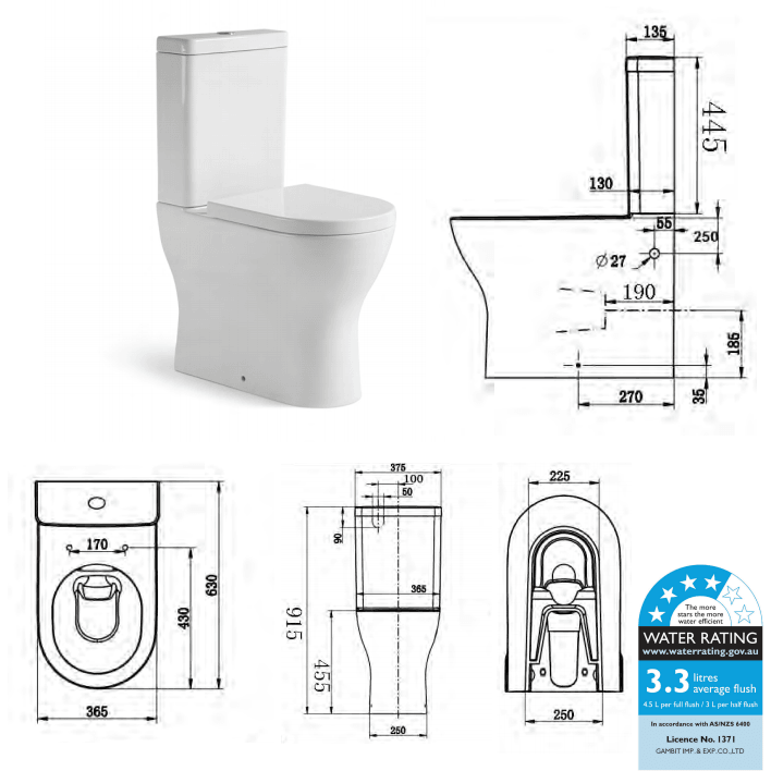 Castano Positano Rimless Ambulant Wall Faced Suite - Burdens Plumbing