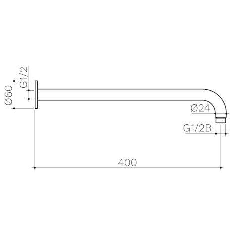 Clark Right Angled Wall Arm 400mm - Chrome - Burdens Plumbing
