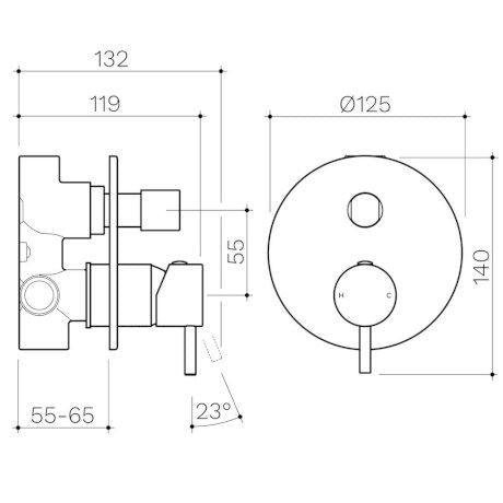 Clark Round Pin Wall Mixer With Diverter - Matte Black - Burdens Plumbing