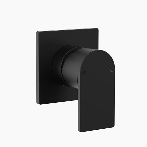 Clark Round Square Wall Mixer - Matte Black - Burdens Plumbing