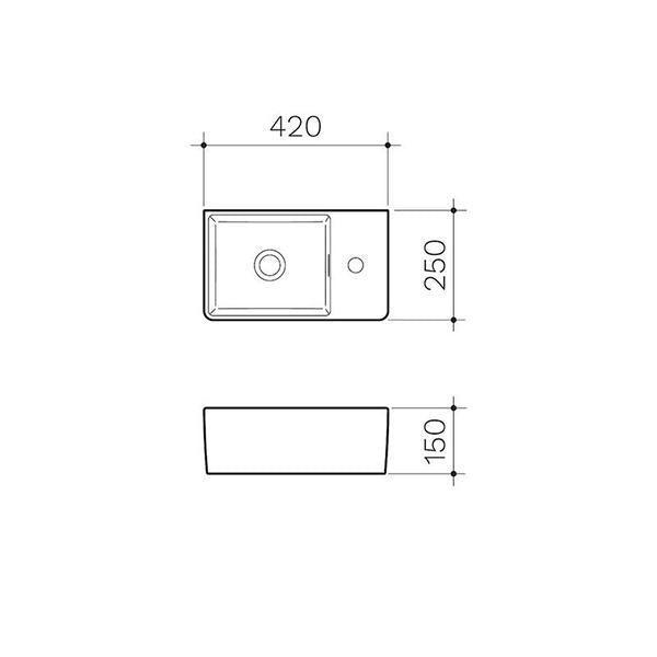 Clark Square Hand Wall Basin One Taphole - Burdens Plumbing