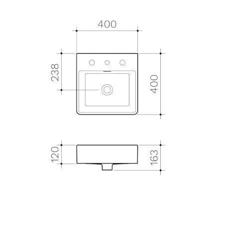 Clark Square Wall Basin 400mm No Tapholes - Burdens Plumbing