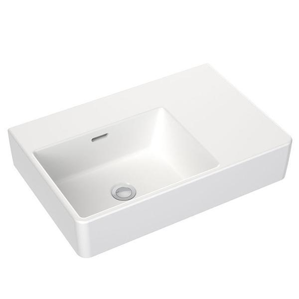 Clark Square Wall Basin Right Hand Shelf 600mm No Tapholes - Burdens Plumbing