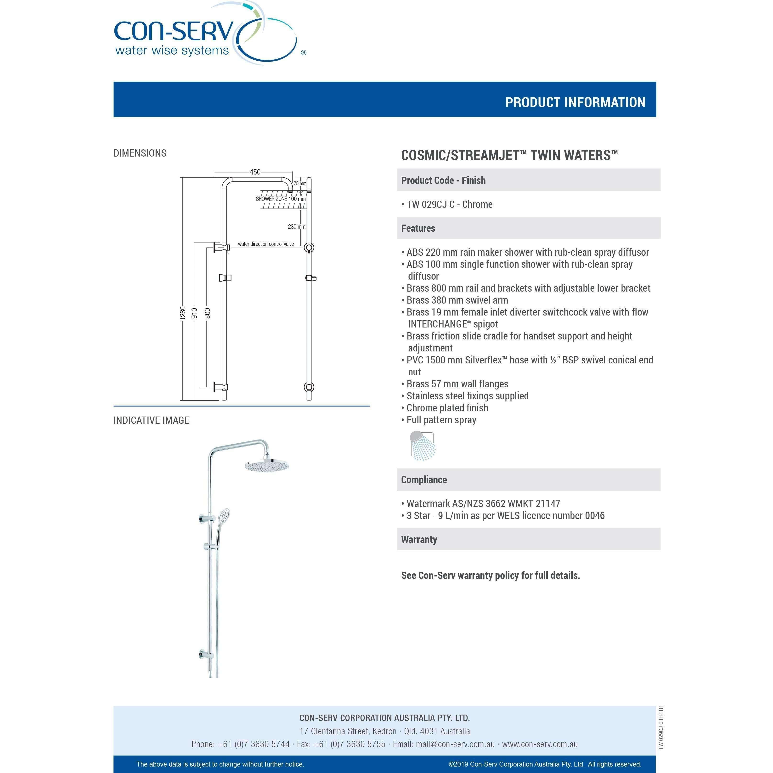 Con-Serv Cosmic Twin Waters Combo Chrome Tw029Cj-C - Burdens Plumbing