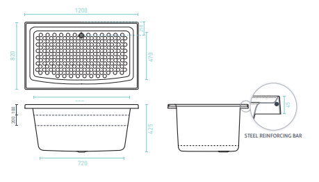 Decina Azzuro Inset Shower Bath 1200mm - Burdens Plumbing