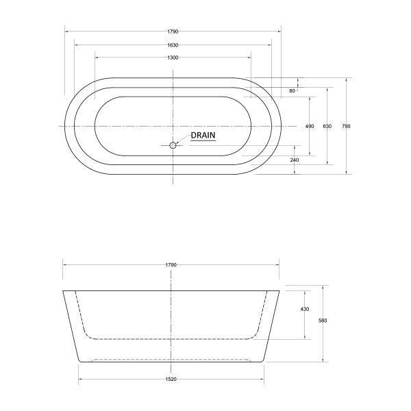 Decina Cool Freestanding Bath 1790 White - Burdens Plumbing