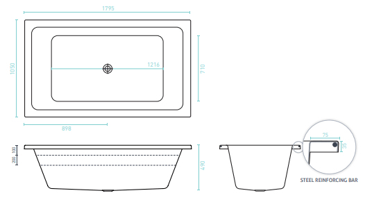 Decina Lago 1795mm Contour 18-Jet Spa Bath - Burdens Plumbing