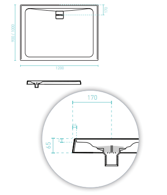 Decina Luna Shower Base 1200 X 900 R/O White - Burdens Plumbing