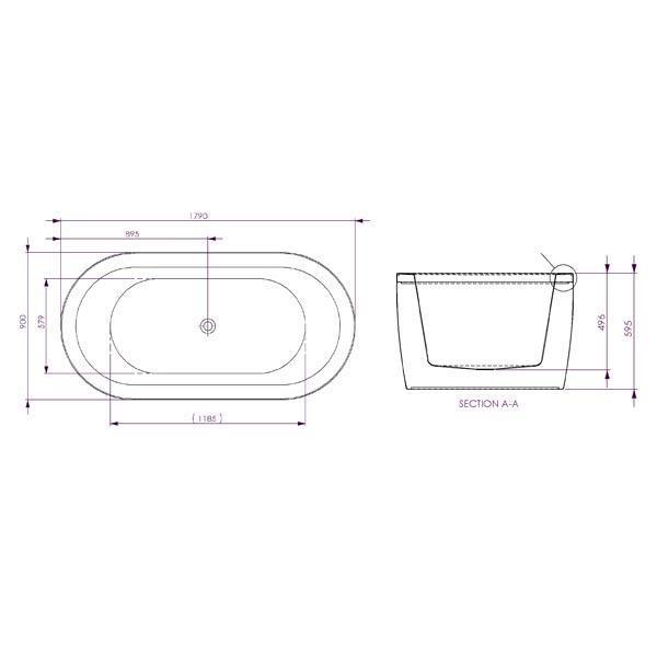 Decina Mintori 1790mm Contour Freestanding 14-Jet Spa Bath - Burdens Plumbing