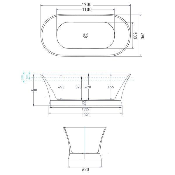 Decina Regent 1700mm Freestanding Oval Bath - Burdens Plumbing