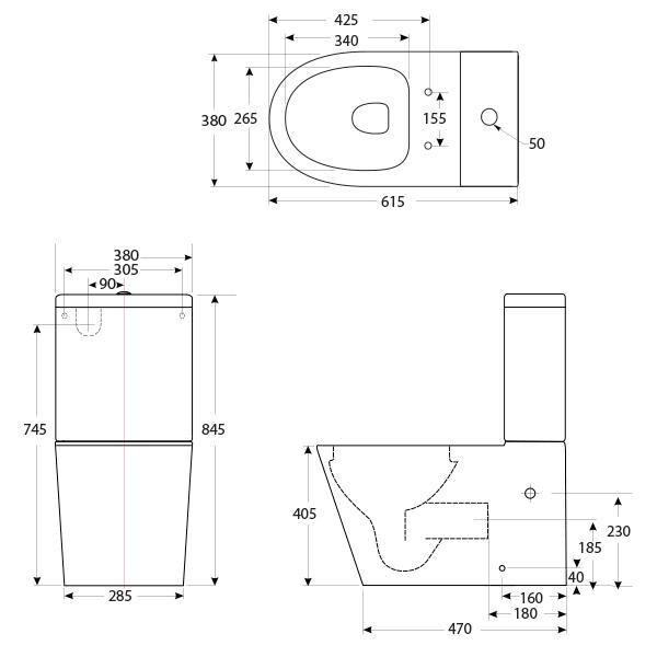 Decina Renee Rimless Wall Faced Toilet Suite - Burdens Plumbing