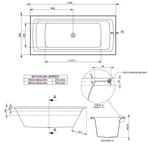 Decina San Diego 1790 Inset Bath - Burdens Plumbing