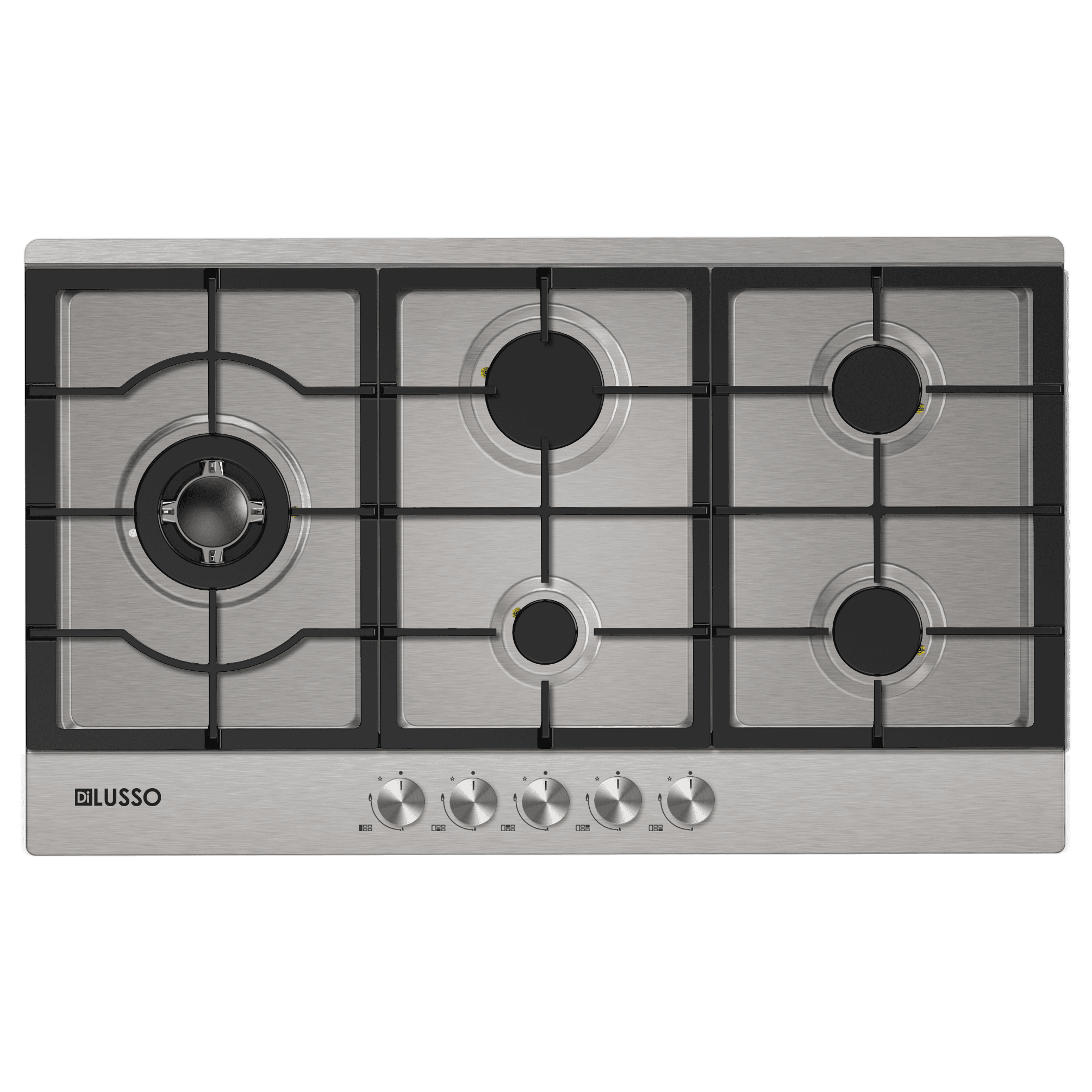 Di Lusso 900mm Stainless Steel Gas Cooktop 5 Sabaf Burners Inc Side Wok - Burdens Plumbing