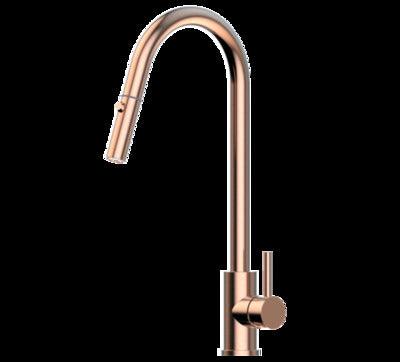 Di Lusso Acta Gooseneck Mixer Retractable Dual Spray Rose Gold - Burdens Plumbing