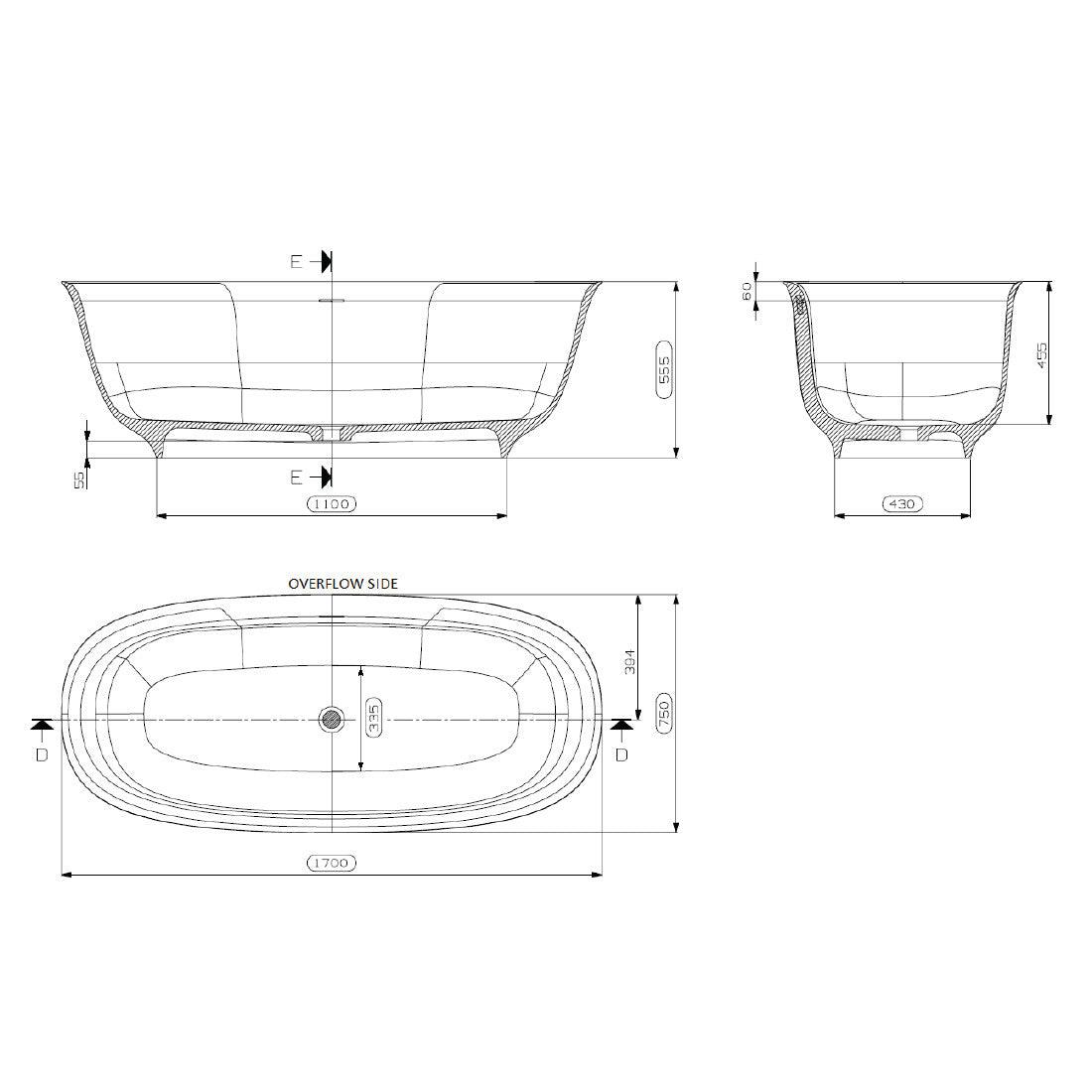 Domus Living Caria Stone Bath Matte White - Burdens Plumbing
