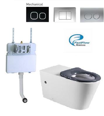 Ect Global Supercare Wall Faced Toilet Pan Including Grey Seat And Pipe - Burdens Plumbing
