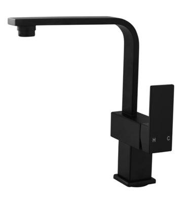 Elba Square Gooseneck Sink Mixer - Black - Burdens Plumbing