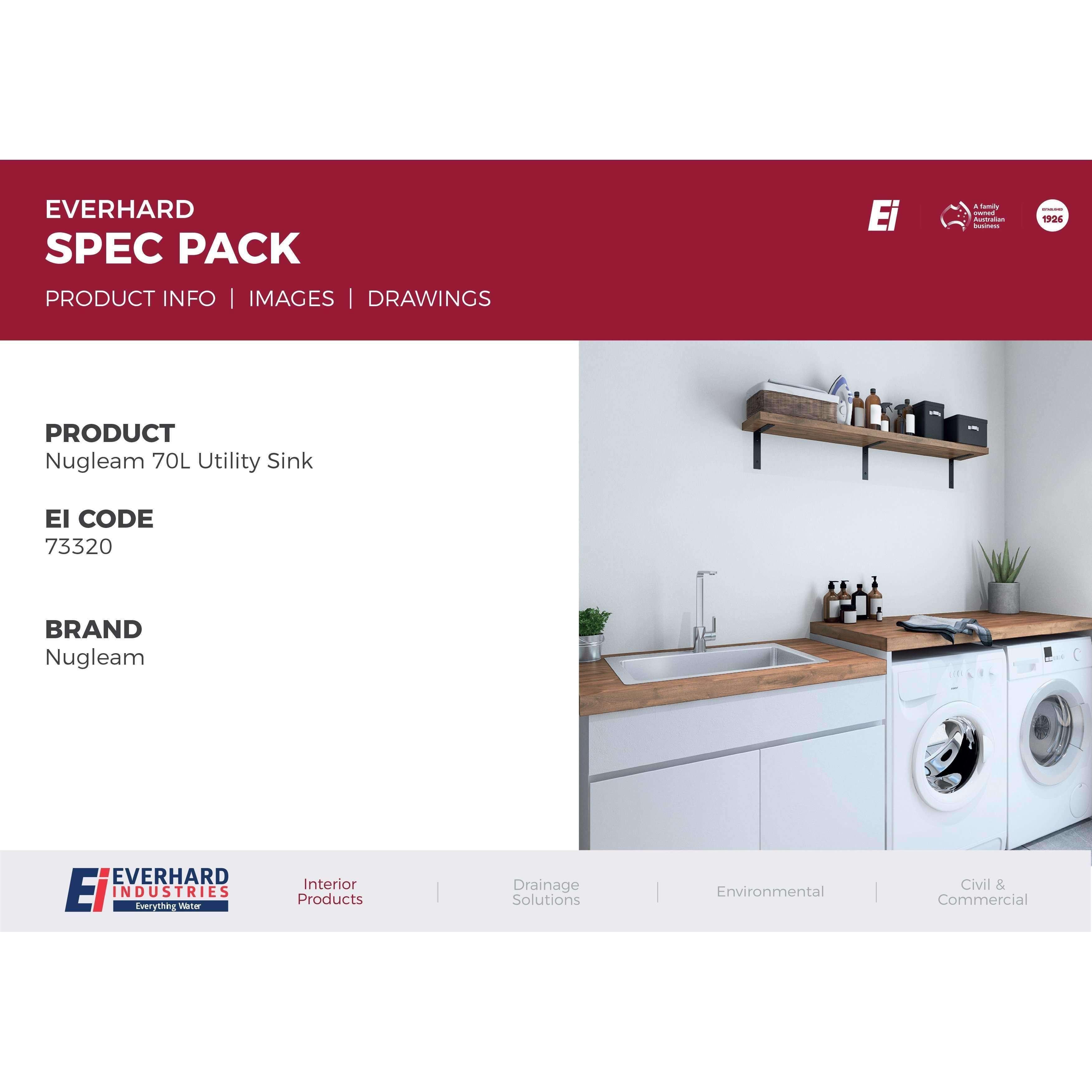 Everhard Nugleam 70Lt Utility Sink Centre Tap Hole 73320 - Burdens Plumbing