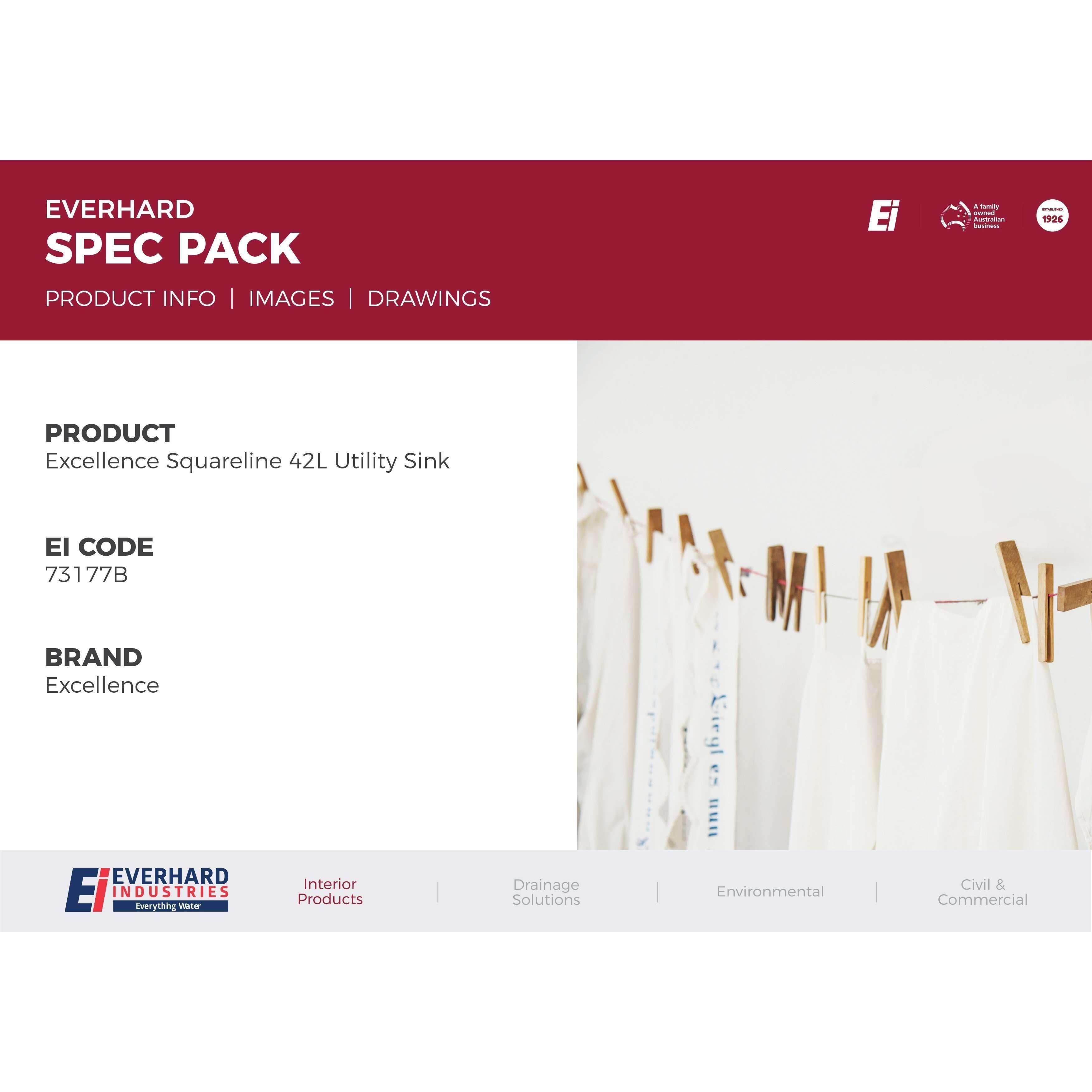 Everhard Squareline Plus Utility Sink 42L 73177 - Burdens Plumbing