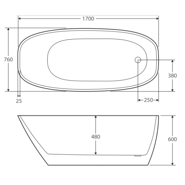 Fienza Athenia Acrylic Freestanding Bath 1700mm - Burdens Plumbing
