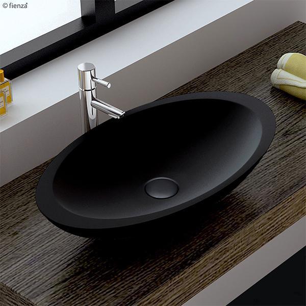 Fienza Bahama Solid Surface Above Counter Basin - Matte Black - Burdens Plumbing