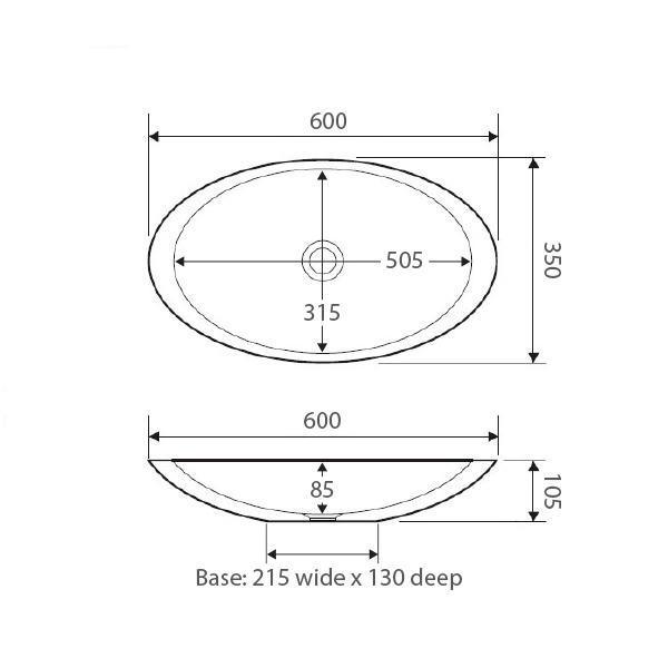 Fienza Bahama Solid Surface Above Counter Basin - Matte White - Burdens Plumbing