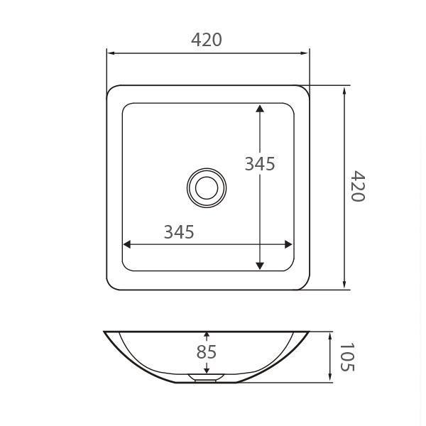 Fienza Classique 420 Above Counter Solid Surface Basin - Matte Black - Burdens Plumbing