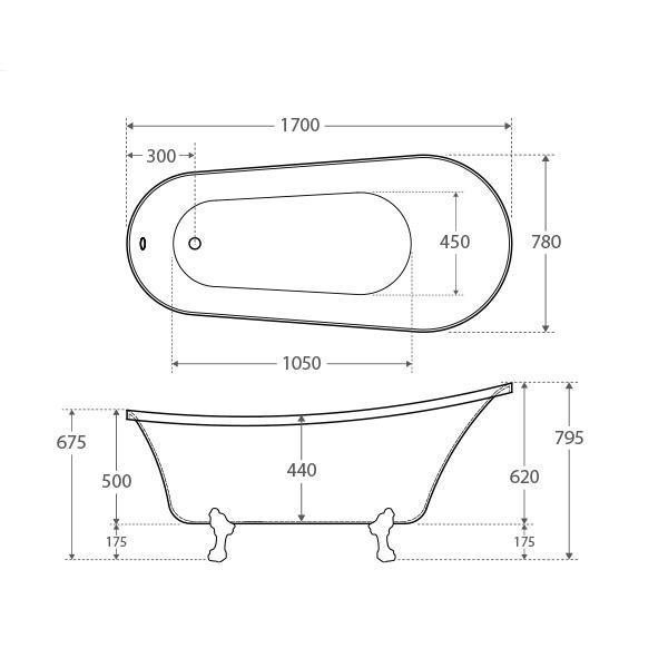 Fienza Claw Foot Bath - Chrome Feet - Burdens Plumbing