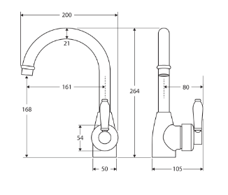 Fienza Eleanor Gooseneck Basin Mixer - Brushed Nickel/Ceramic - Burdens Plumbing