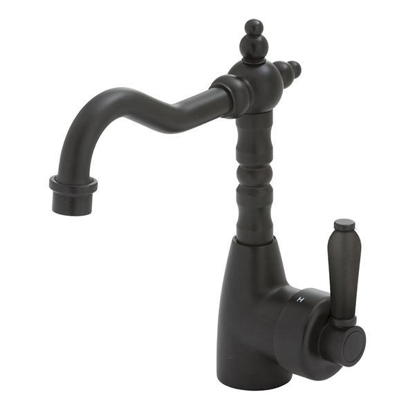 Fienza Eleanor Shepherds Crook Basin Mixer - Matte Black/Matte Black - Burdens Plumbing