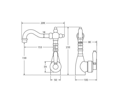 Fienza Eleanor Shepherds Crook Basin Mixer - Matte Black/Matte Black - Burdens Plumbing