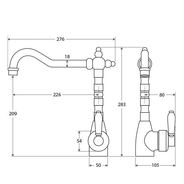 Fienza Eleanor Shepherds Crook Sink Mixer - Brushed Nickel - Burdens Plumbing