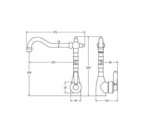 Fienza Eleanor Shepherds Crook Sink Mixer - Brushed Nickel/Ceramic - Burdens Plumbing