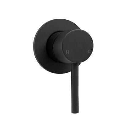 Fienza Hustle Shower Wall Mixer 35mm Round Plate Matt Black 225101A - Burdens Plumbing