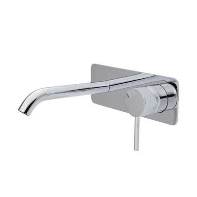 Fienza Kaya Basin/Bath Wall Mixer 160mm Outlet Set Chrome Soft Square Chrome Plate - Burdens Plumbing