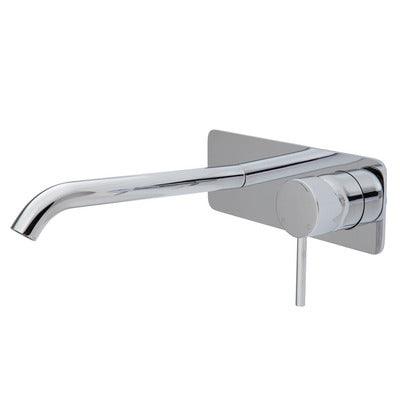 Fienza Kaya Basin/Bath Wall Mixer 200mm Outlet Set Chrome Soft Square Chrome Plate - Burdens Plumbing