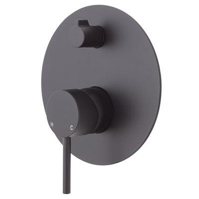 Fienza Kaya Diverter Mixer Matte Black Large Round Matte Black Plate - Burdens Plumbing