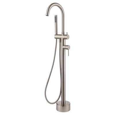 Fienza Kaya Floor-Standing Mixer With Shower Head Brushed Nickel - Burdens Plumbing