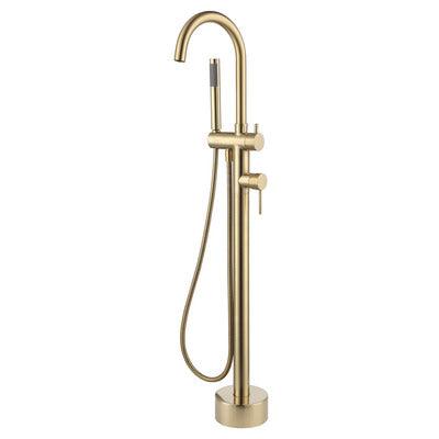Fienza Kaya Floor-Standing Mixer With Shower Head Urban Brass - Burdens Plumbing