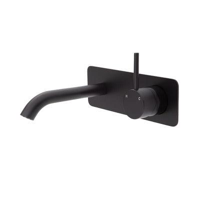 Fienza Kaya Up Basin/Bath Mixer 160mm Outlet Matte Black Soft Square Matte Black Plate - Burdens Plumbing