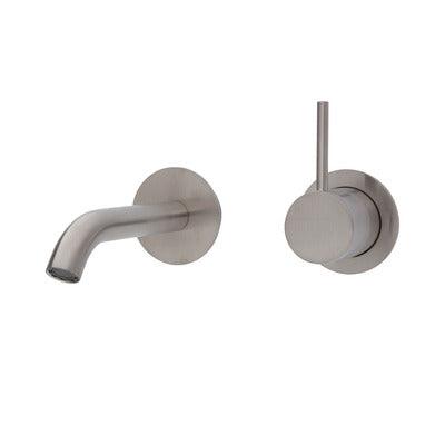Fienza Kaya Up Basin/Bath Mixer 160mm Outlet Set Brush Nicked Round Brushed Nickel - Burdens Plumbing