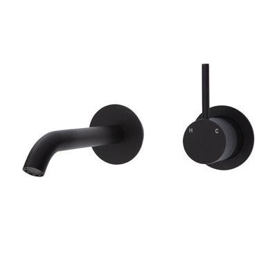 Fienza Kaya Up Basin/Bath Mixer 160mm Outlet Set Matte Black Round Matte Black Plates - Burdens Plumbing